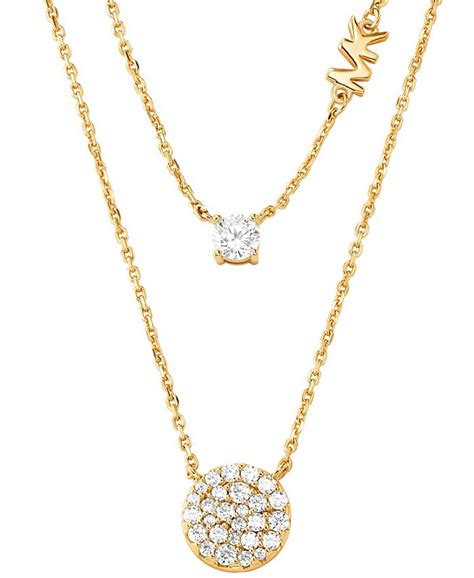 michael kors pave disc necklace|Michael Kors Sterling Silver Double Layered Pave Disk Necklace.